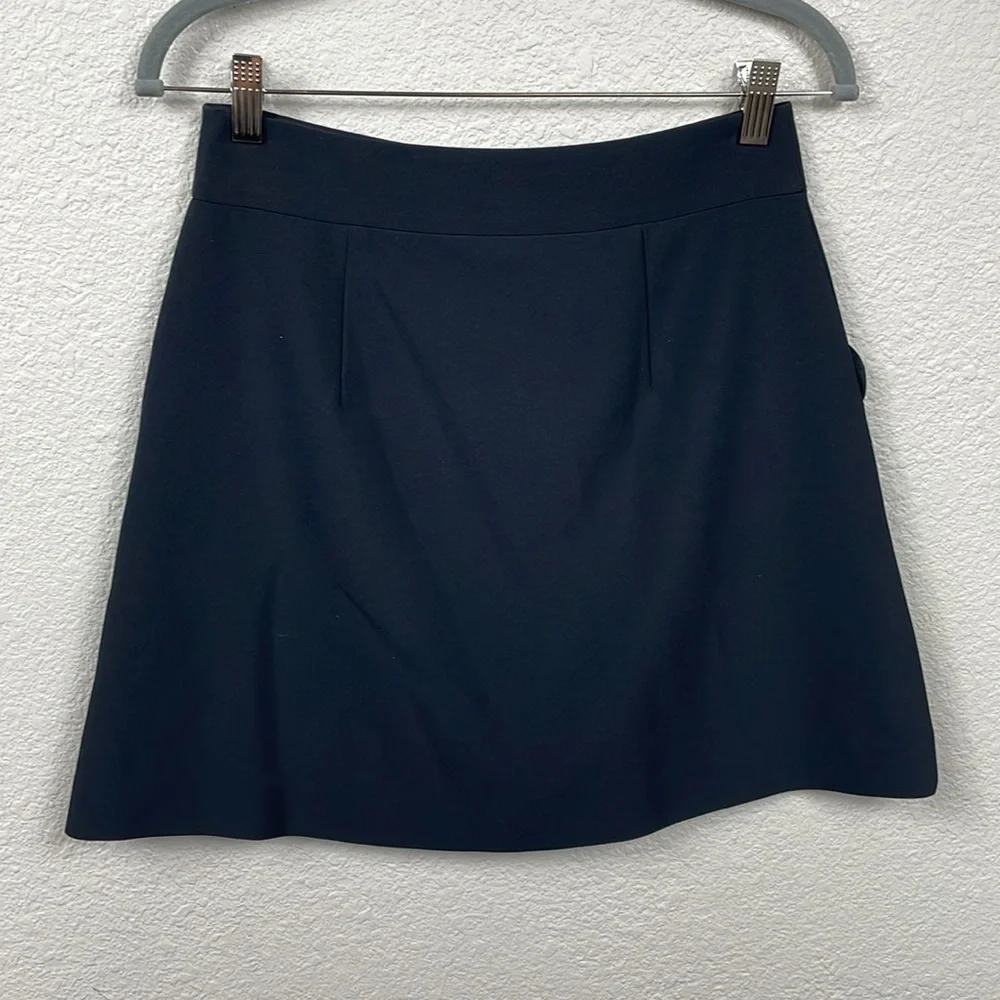 Kate Spade Crystal Embellished Button Skirt Scallop Pockets Black Sz 4